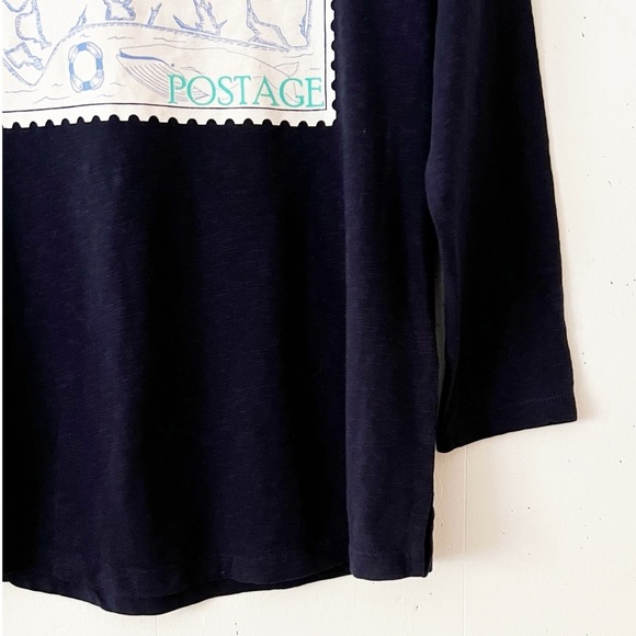 TALBOTS NEW ENGLAND STAMP TEE NAVY SIZE P - Picture 4 of 11
